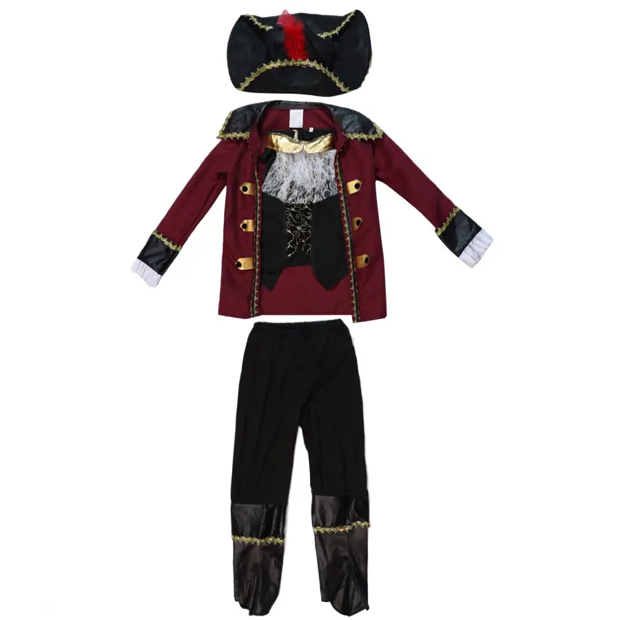 Halloween Pirate Suit for Boys Maroon Black Costume - Image 5