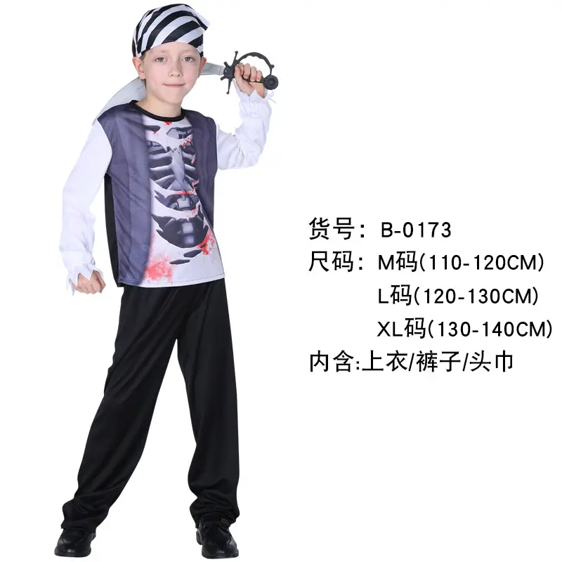 Halloween Pirate Suit for Boys Maroon Black Costume - Image 6