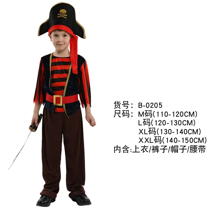 Halloween Pirate Suit for Boys Maroon Black Costume - Image 8