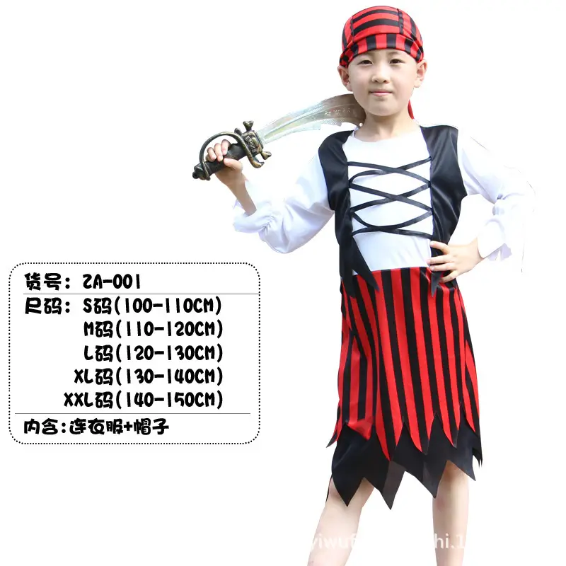 Halloween Pirate Suit for Boys Maroon Black Costume - Image 2