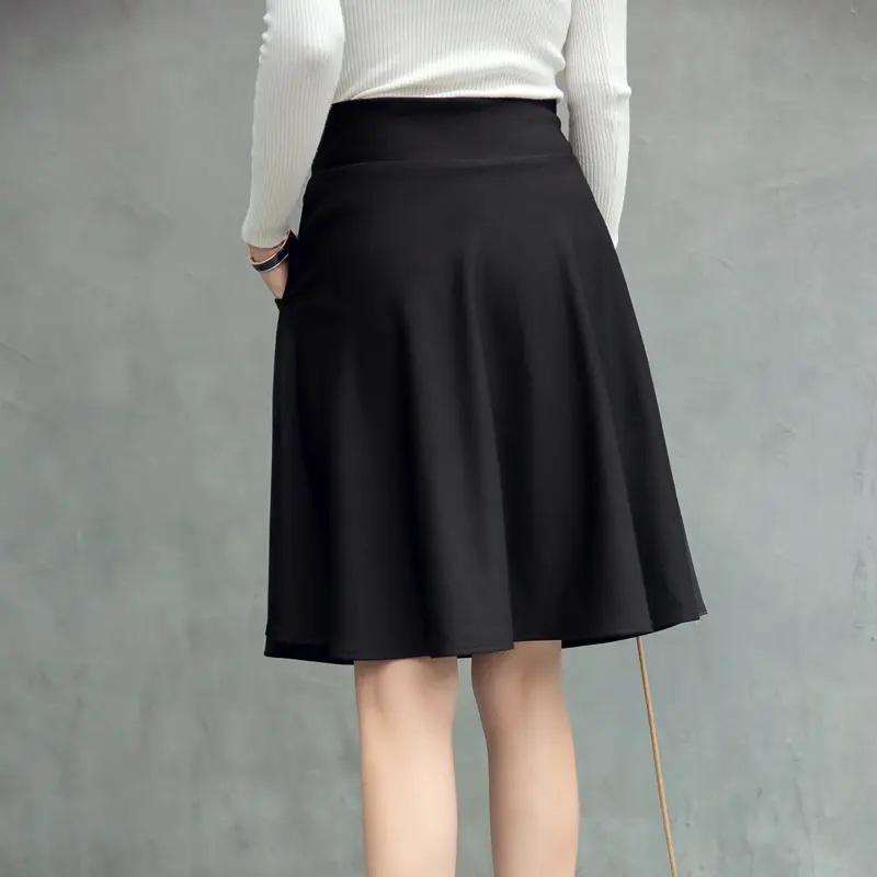 Black Korean Style Skirt Large Size High Waist Puffy Mid-Length - Image 4