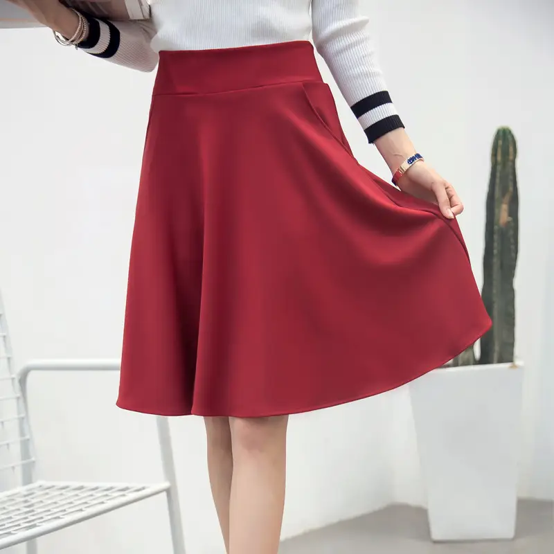 Black Korean Style Skirt Large Size High Waist Puffy Mid-Length - Image 5