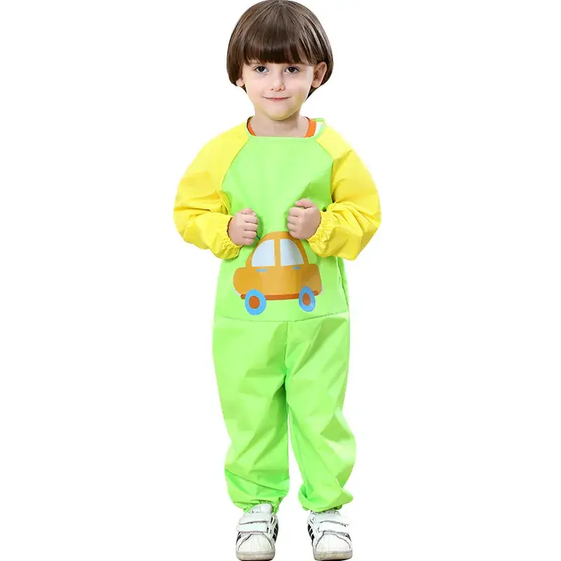 Baby Overalls Blue Car Print Waterproof Climbing Set - Image 12