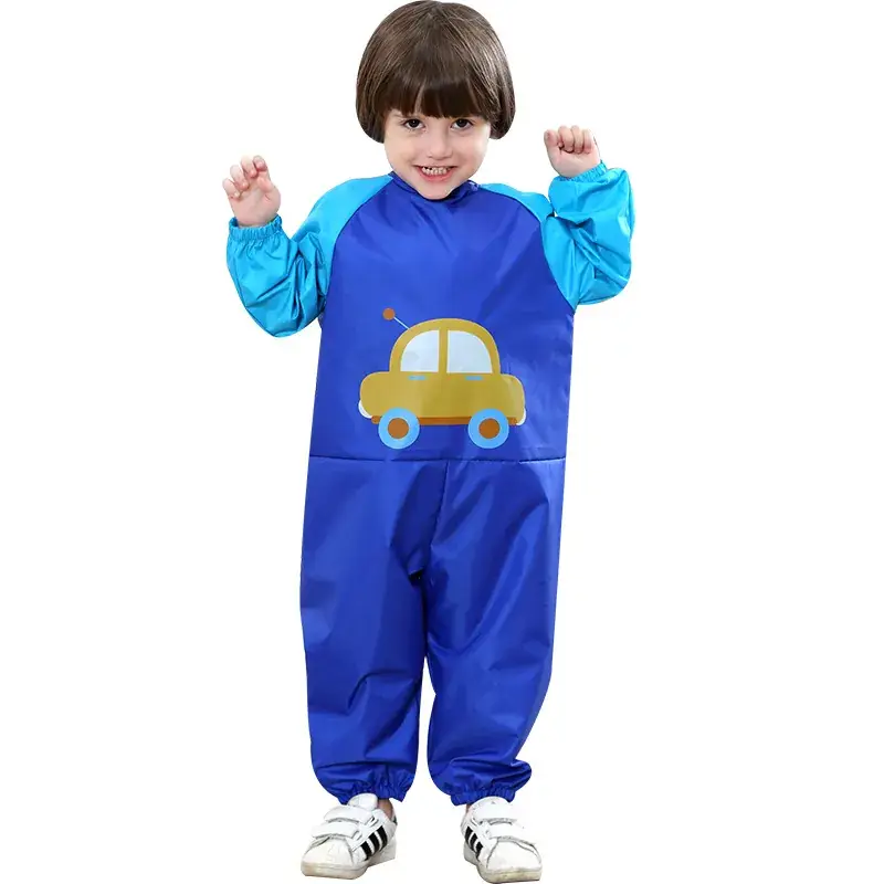 Baby Overalls Blue Car Print Waterproof Climbing Set - Image 13