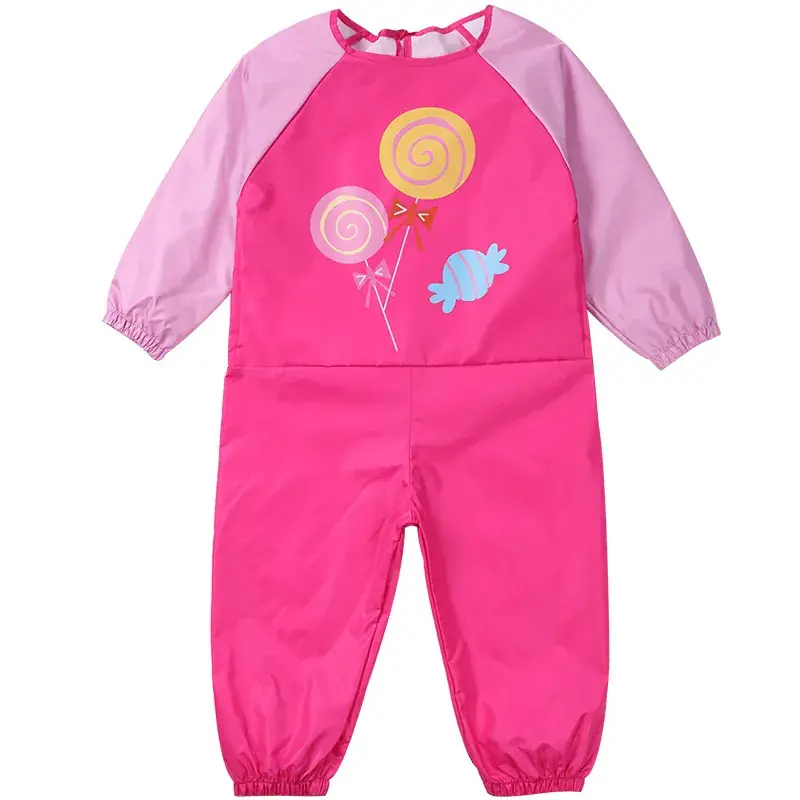 Baby Overalls Blue Car Print Waterproof Climbing Set - Image 3