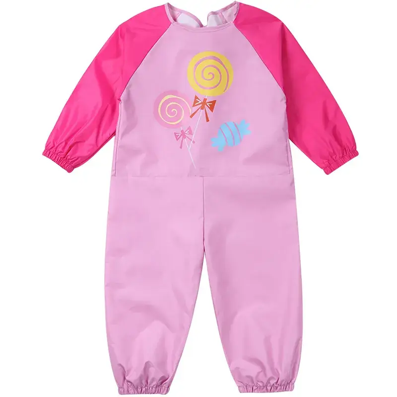 Baby Overalls Blue Car Print Waterproof Climbing Set - Image 4