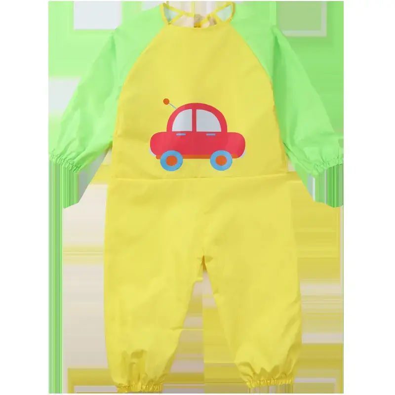 Baby Overalls Blue Car Print Waterproof Climbing Set - Image 6
