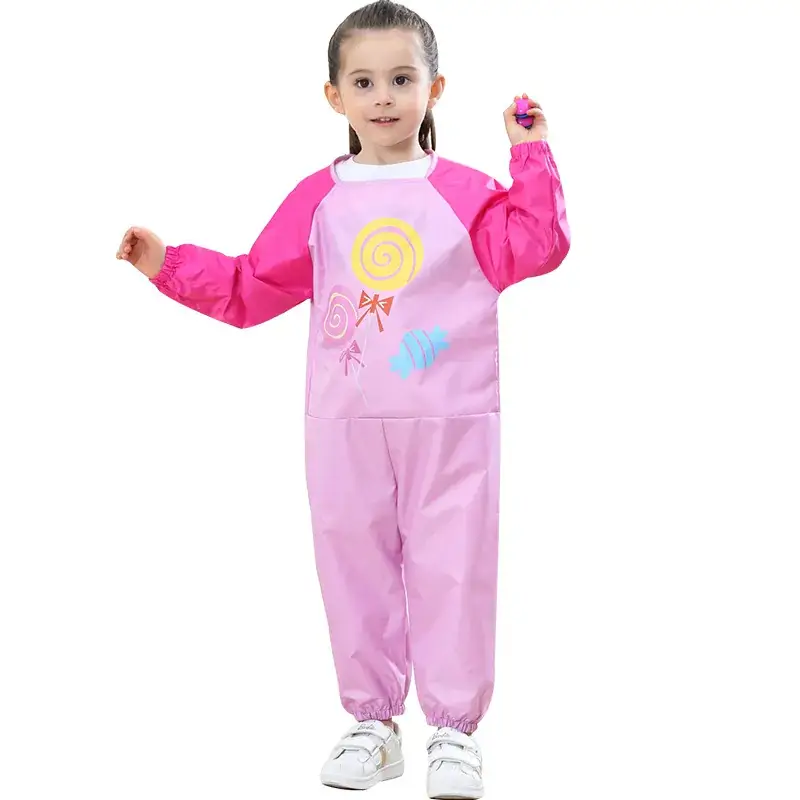 Baby Overalls Blue Car Print Waterproof Sand Play Climbing Anti-Dressing Eating Eating Clothes - Image 10