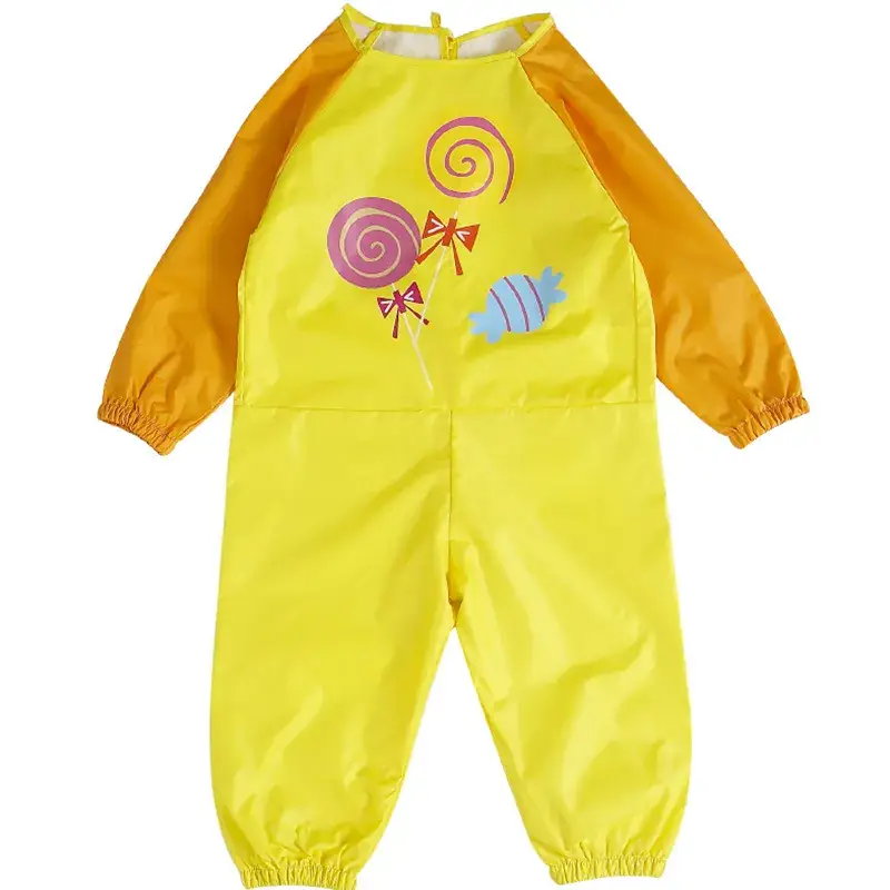 Baby Overalls Blue Car Print Waterproof Sand Play Climbing Anti-Dressing Eating Eating Clothes - Image 13