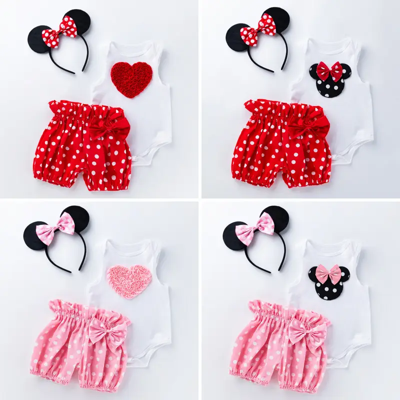 Baby Girl Pink Heart Dress Set with Headband & Shorts - Image 14