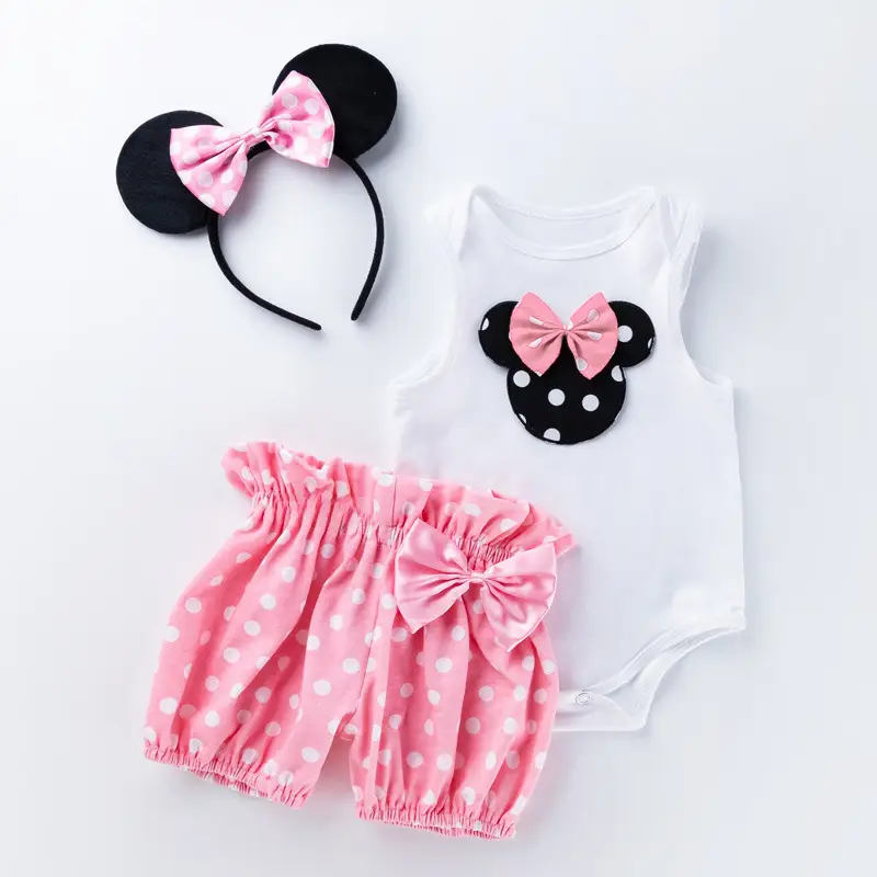 Baby Girl Pink Heart Dress Set with Headband & Shorts - Image 8