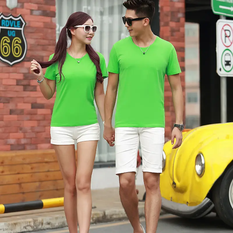 Men Cotton Plain T-Shirt Light Blue Short Sleeve - Image 27