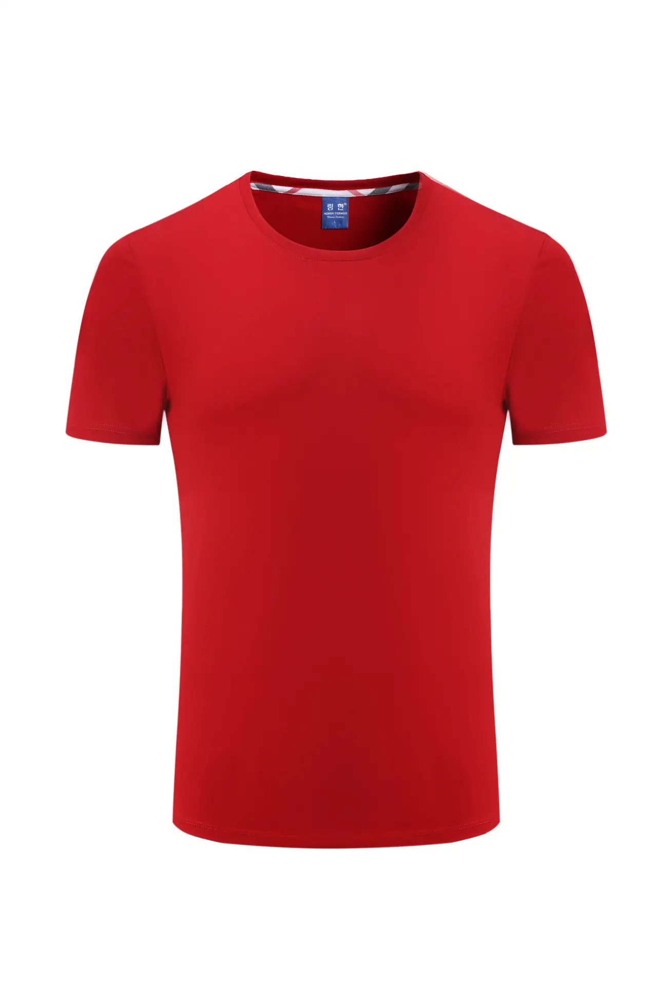 Men Cotton Plain T-Shirt Light Blue Short Sleeve - Image 10