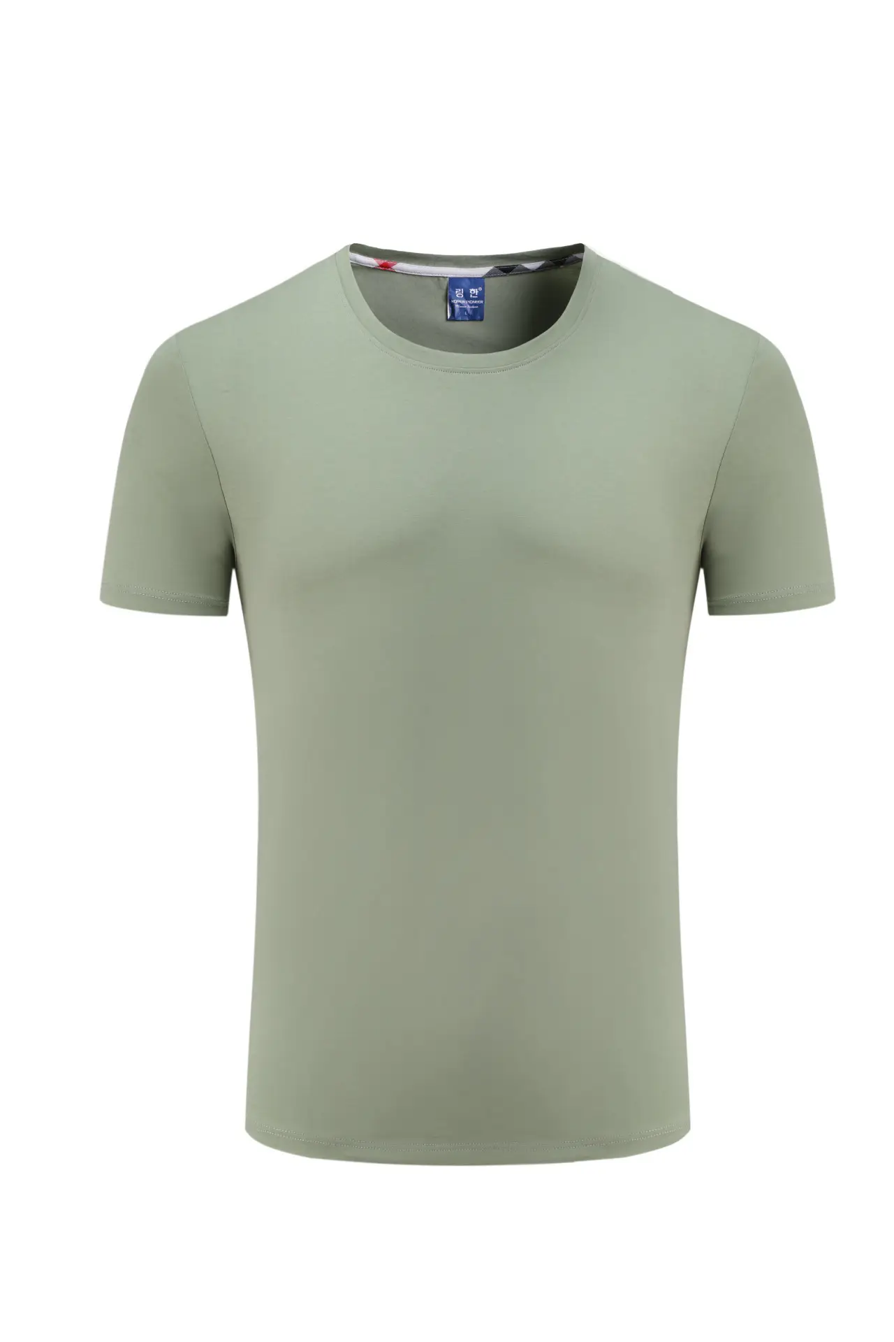 Men Cotton Plain T-Shirt Light Blue Short Sleeve - Image 11