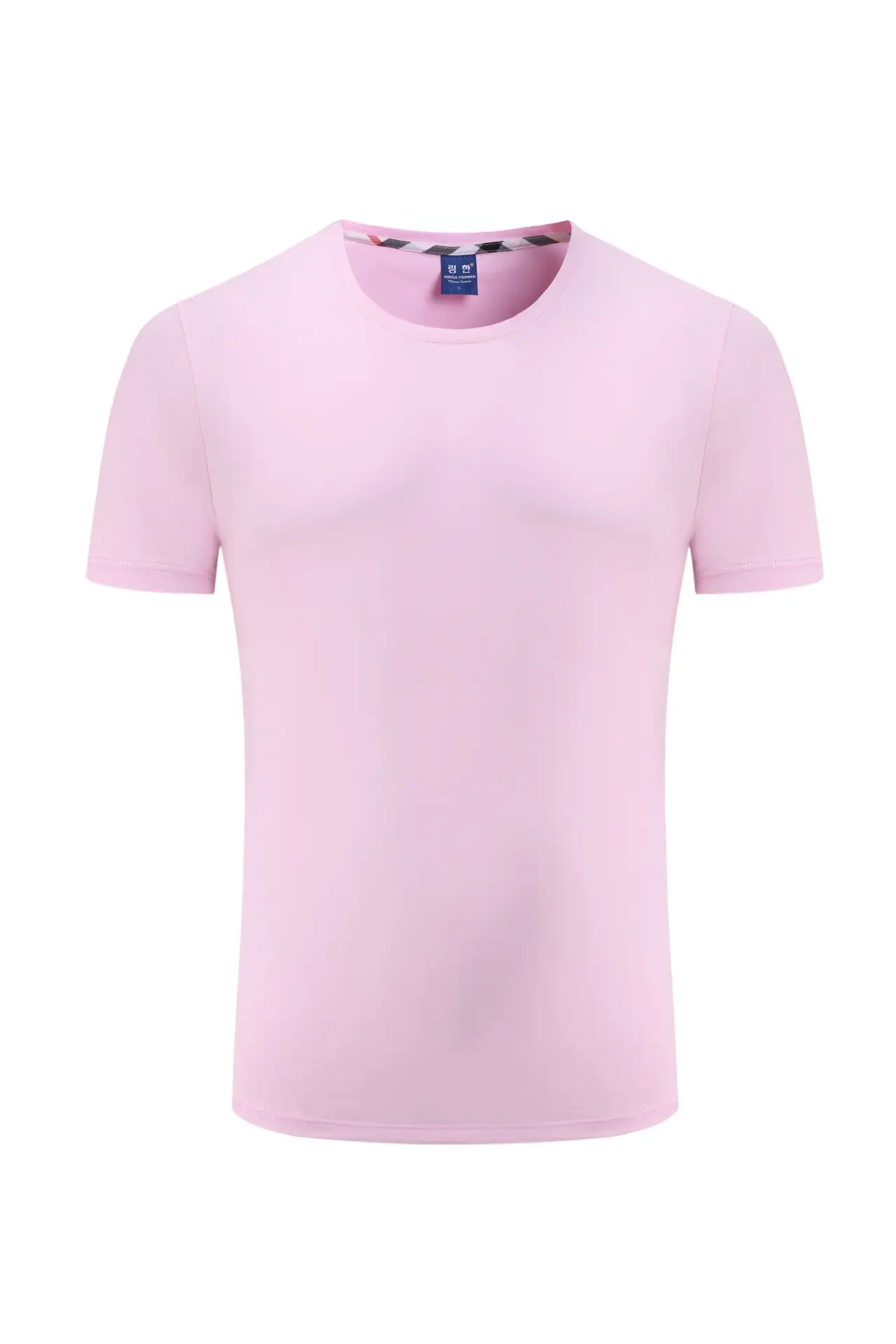 Men Cotton Plain T-Shirt Light Blue Short Sleeve - Image 12
