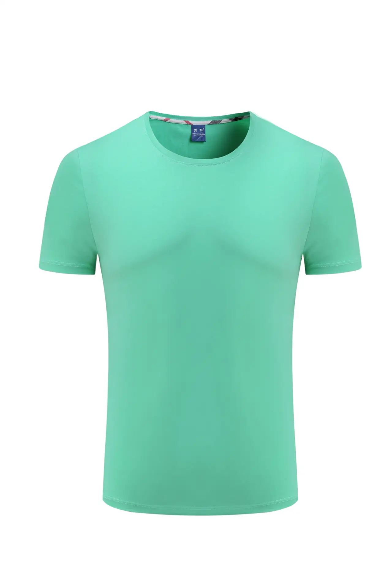 Men Cotton Plain T-Shirt Light Blue Short Sleeve - Image 22
