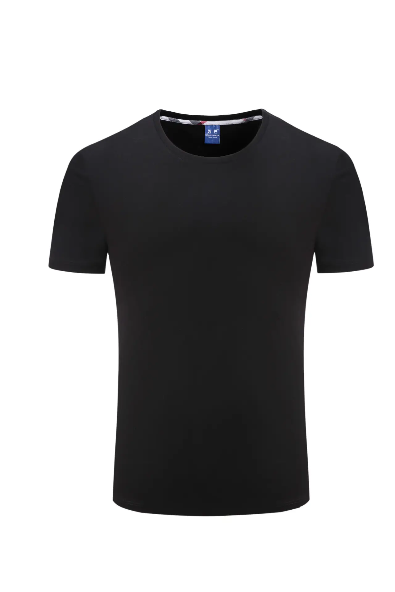 Men Cotton Plain T-Shirt Light Blue Short Sleeve - Image 3