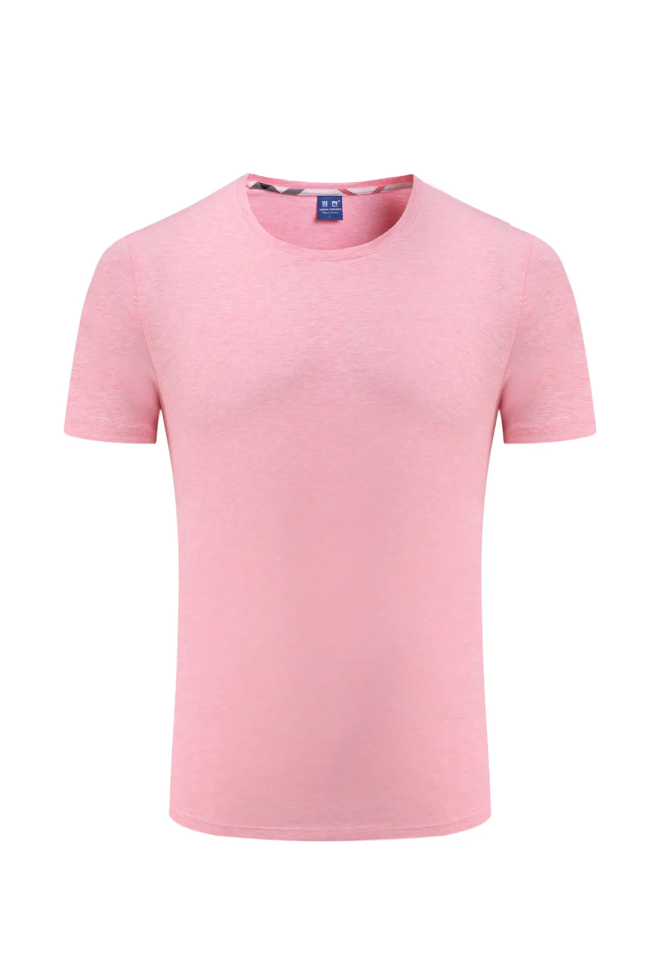 Men Cotton Plain T-Shirt Light Blue Short Sleeve - Image 4