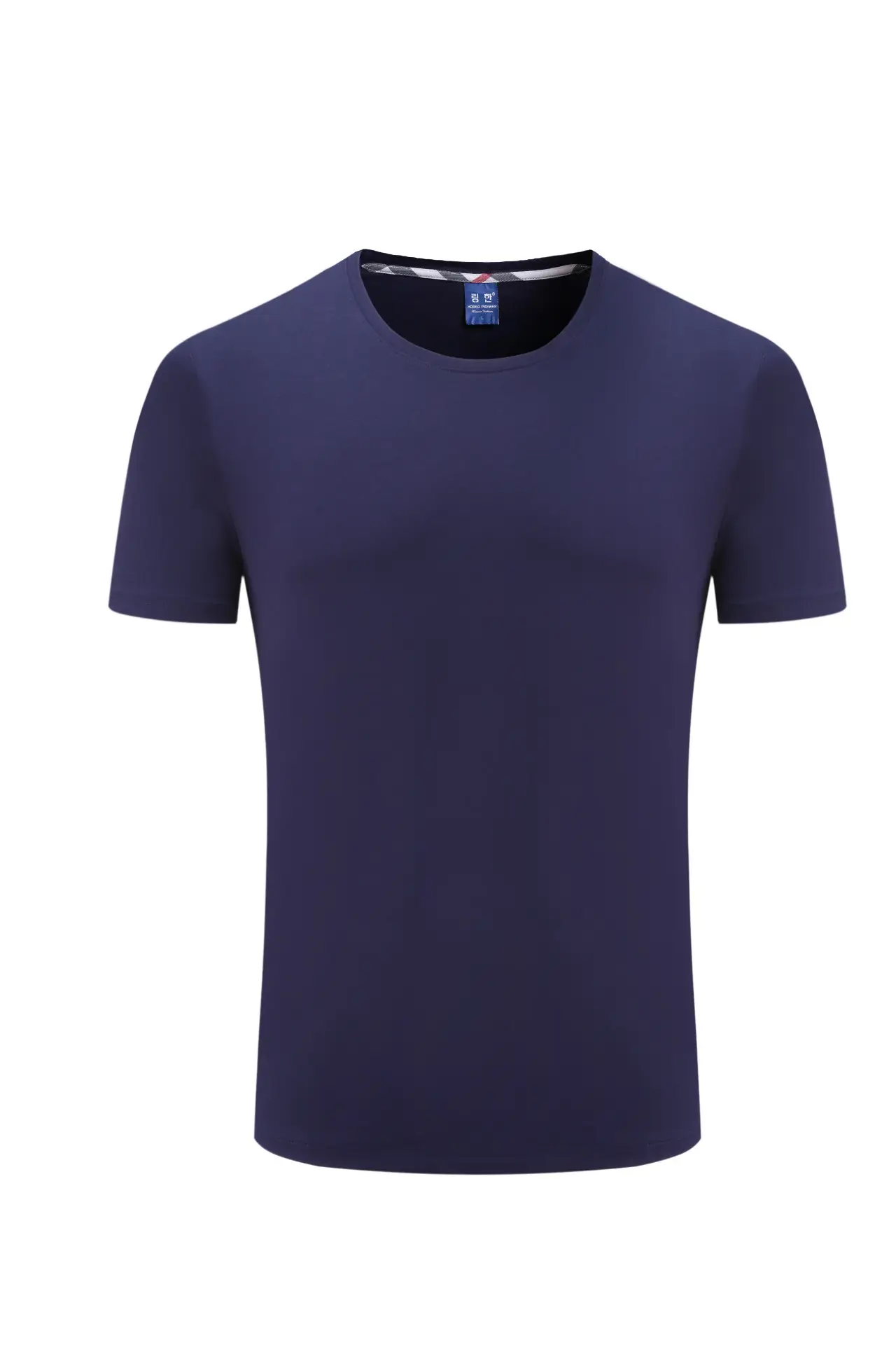 Men Cotton Plain T-Shirt Light Blue Short Sleeve - Image 9