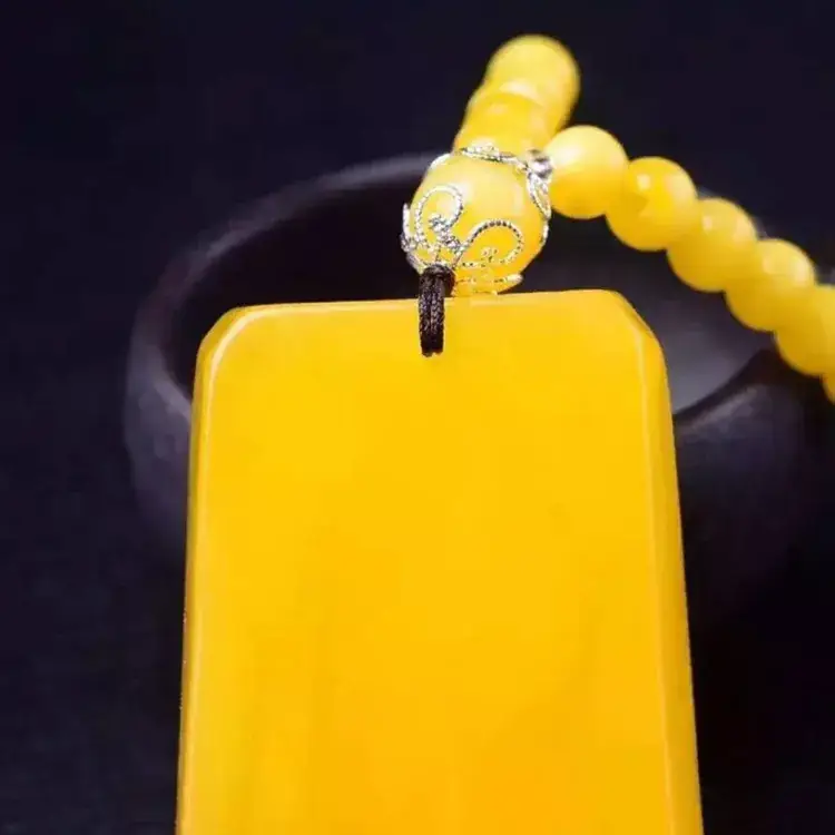 Yellow Full Honey Beeswax Pendant Necklace for Men Women - Image 3