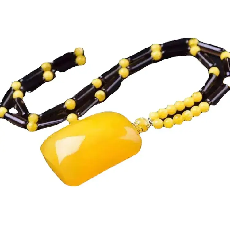 Yellow Full Honey Beeswax Pendant Necklace for Men Women - Image 5