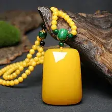 Yellow Full Honey Beeswax Pendant Necklace for Men Women — feature 5