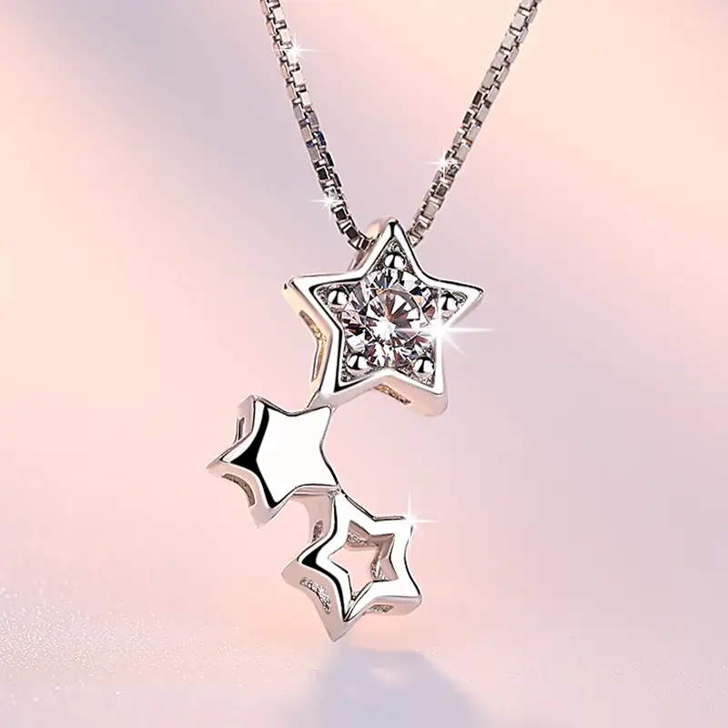 Silver Plated Star Necklace for Women Sparkling Pendant - Image 2