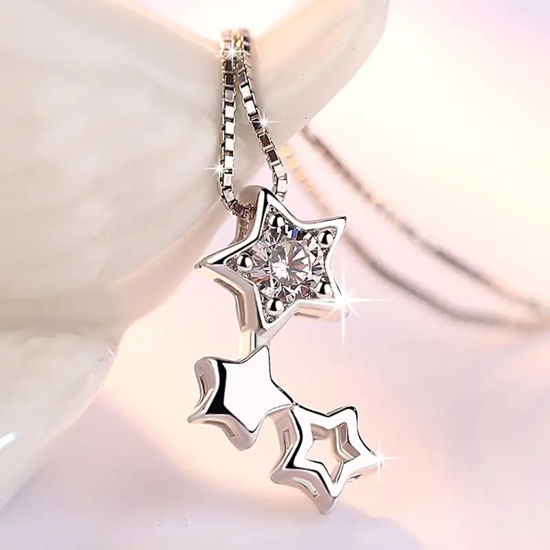 Silver Plated Star Necklace for Women Sparkling Pendant - Image 3