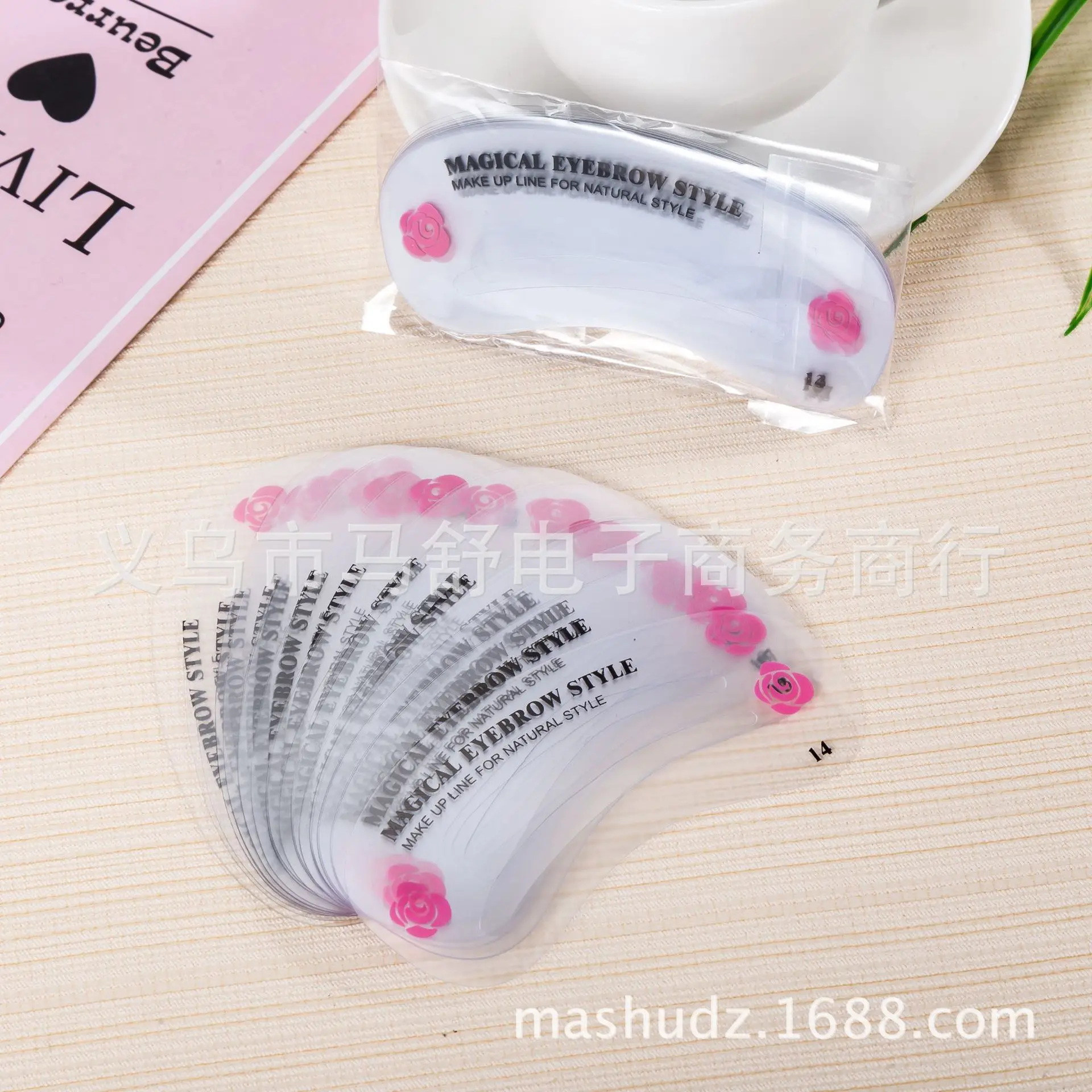 Cross-Border Eyebrow Repair Cards 24 Pcs Pink Floral - Image 2