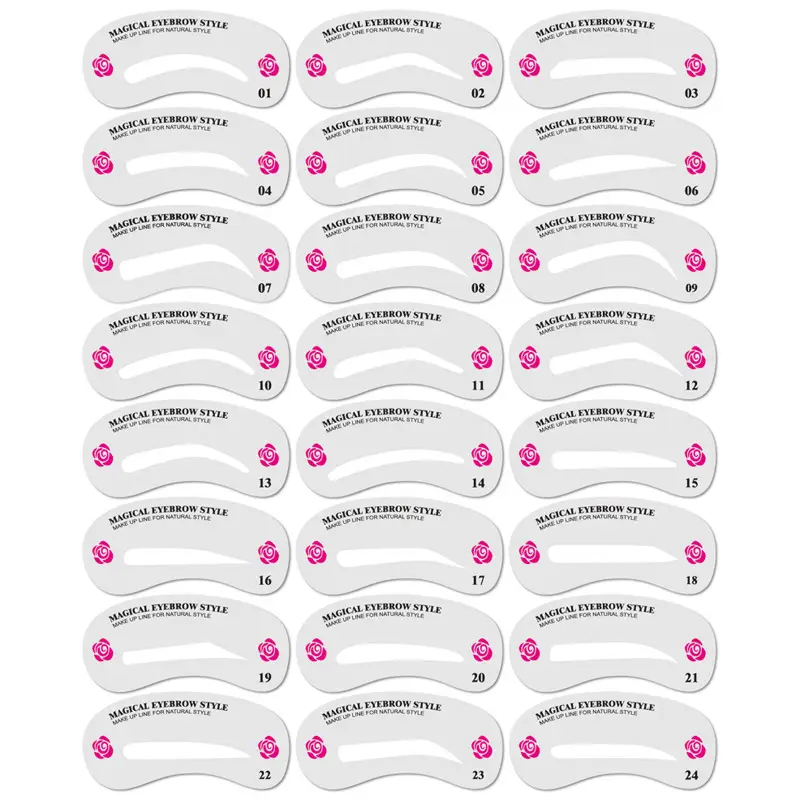 Cross-Border Eyebrow Repair Cards 24 Pcs Pink Floral - Image 5