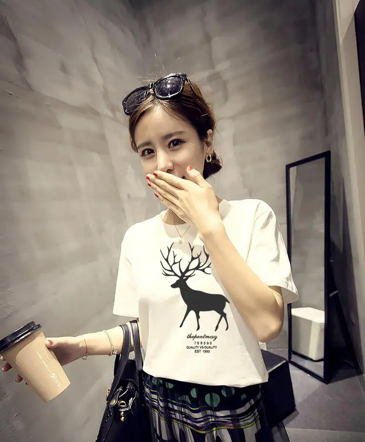 Women Loose Deer Print T-Shirt Summer 2025 - Image 2