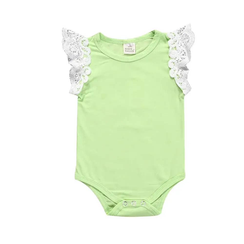 Girls Cotton Flying Sleeve Baby Romper Lavender 0-3Y - Image 2