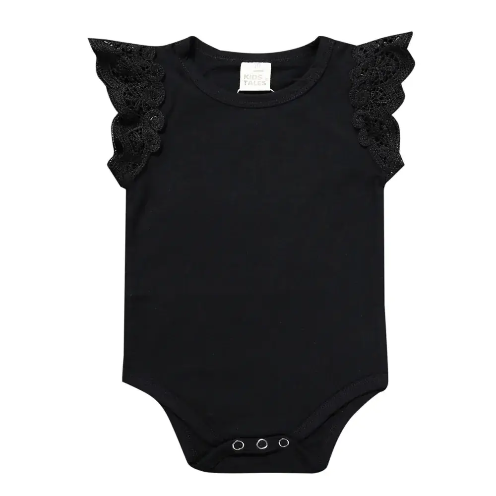 Girls Cotton Flying Sleeve Baby Romper Lavender 0-3Y - Image 3