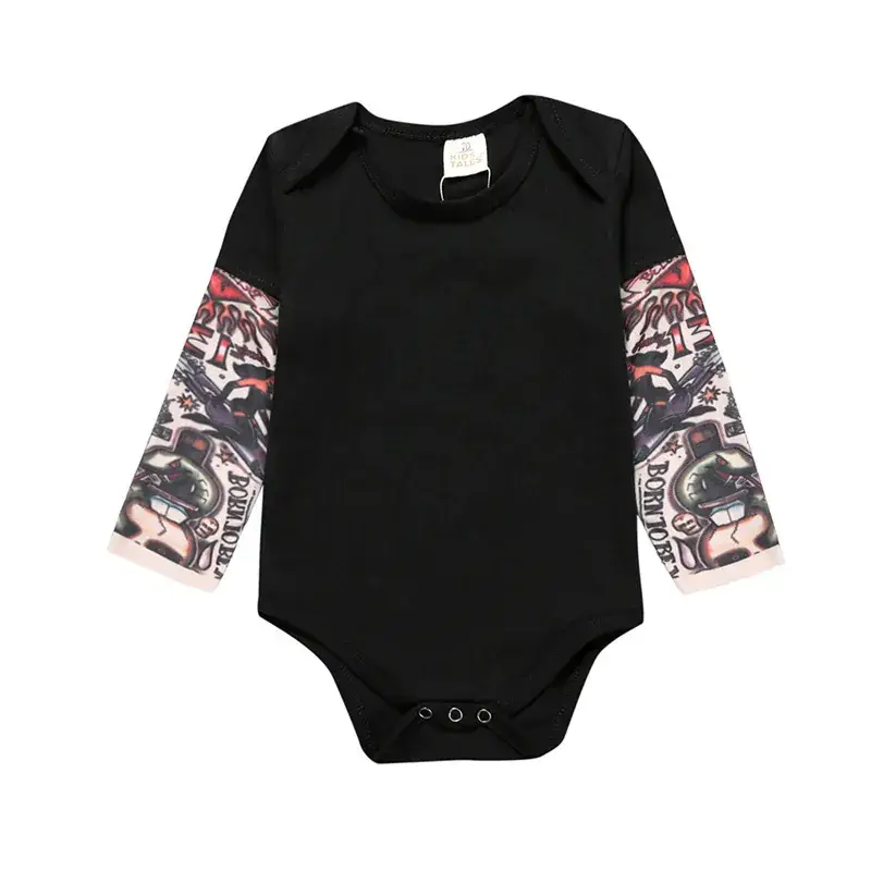 Baby Christmas Arm Tattoo Two-Piece Cotton Romper - Image 2