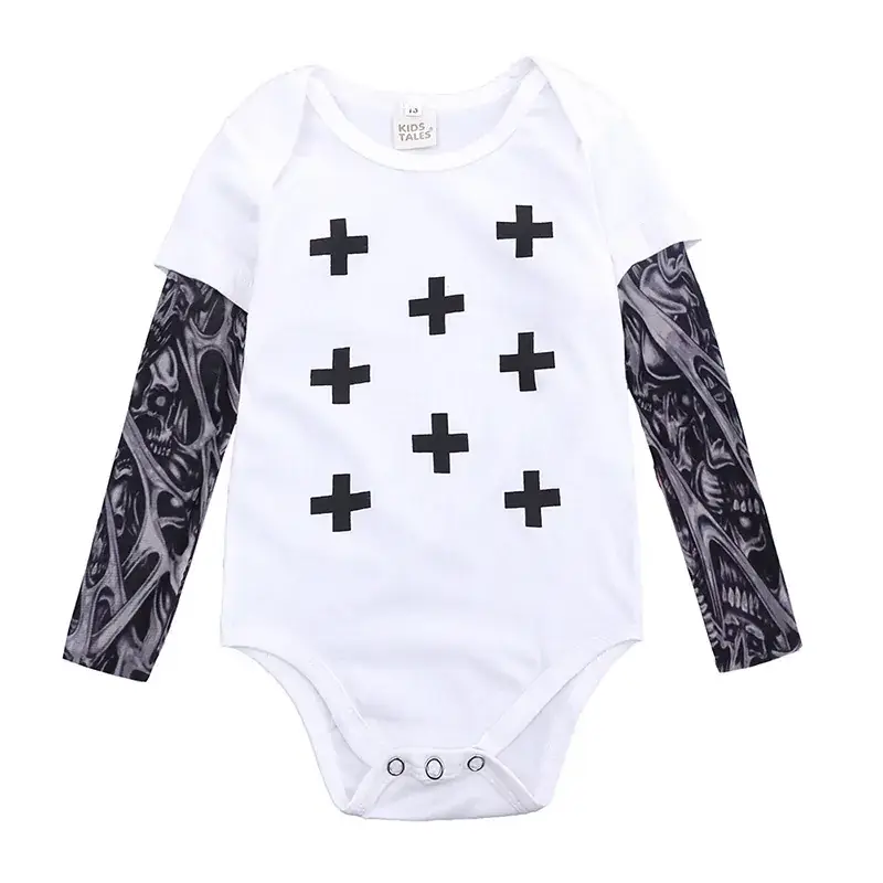 Baby Christmas Arm Tattoo Two-Piece Cotton Romper - Image 3