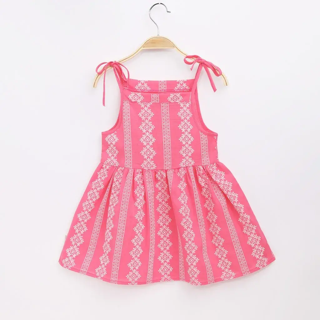Girls Korean Style Sleeveless Printed Dress Set