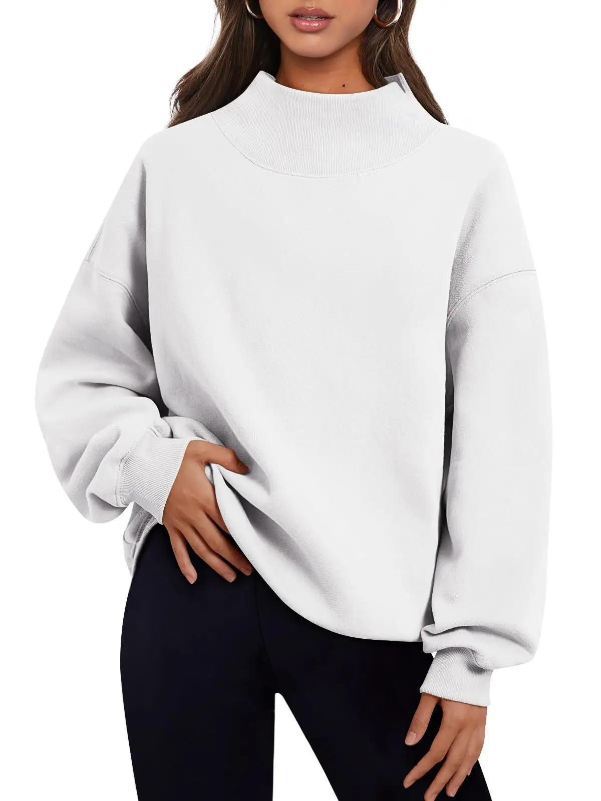 Women Grey Fleece Lined Long Sleeve Sweatshirt - Image 10