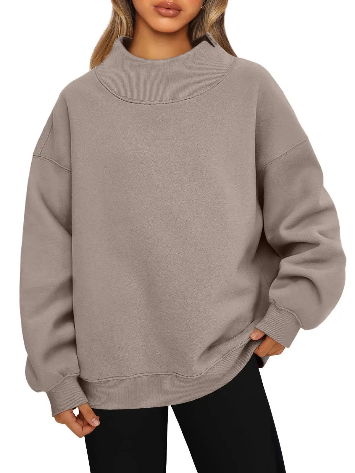 Women Grey Fleece Lined Long Sleeve Sweatshirt - Image 4