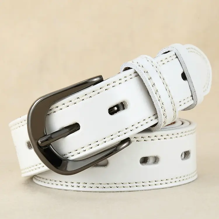 Women Genuine Leather Belt Brown Pin Buckle - Image 3