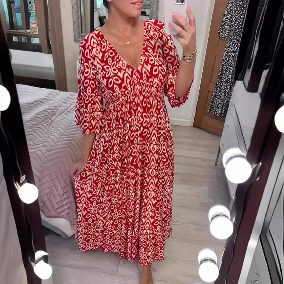 2024 New Plus Size Floral Dress Beach Wear - Image 11