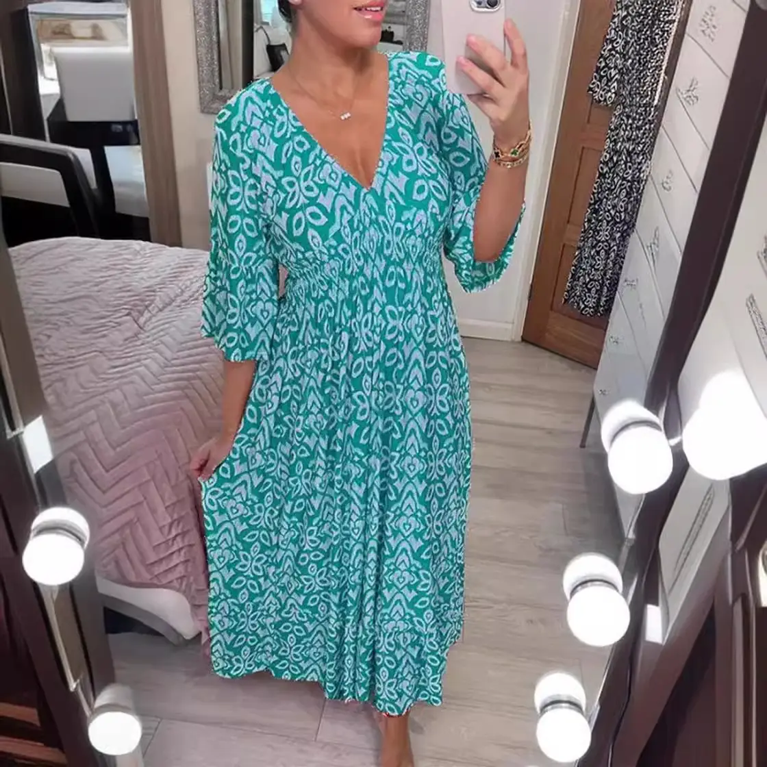 2024 New Plus Size Floral Dress Beach Wear - Image 12