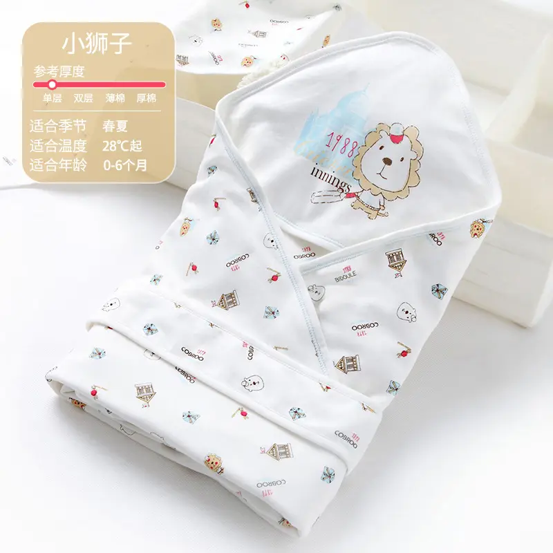 Baby Swaddle Blanket White Cartoon Newborn Summer - Image 4