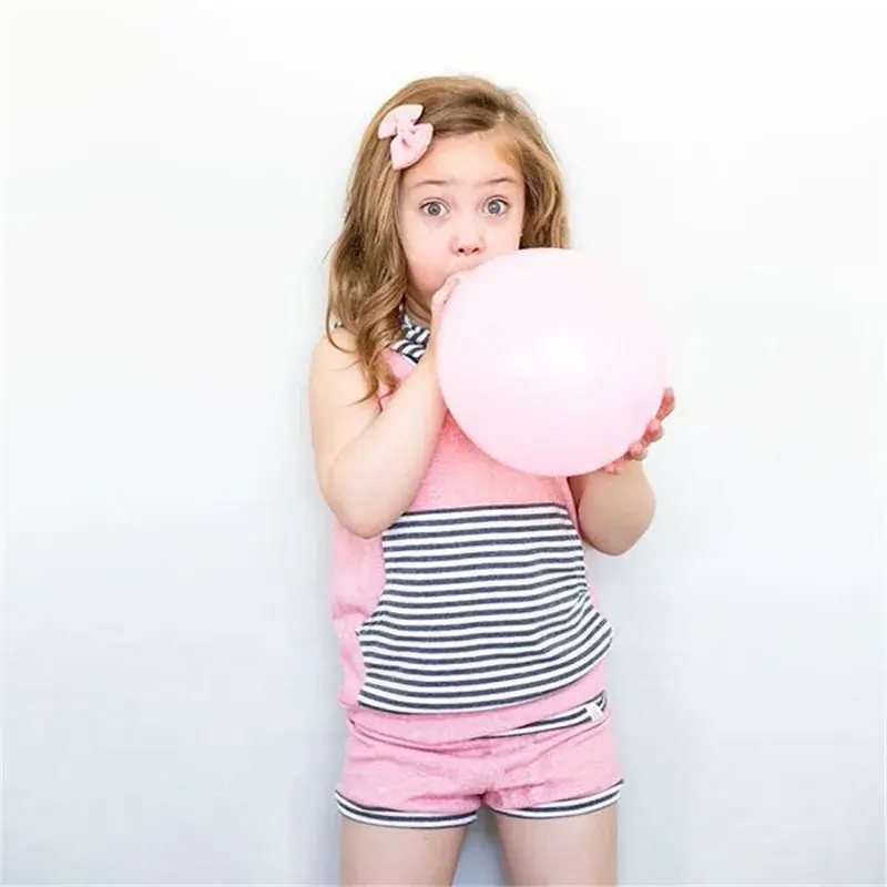 Pink Striped Hooded Top & Shorts Set for Girls - Image 2