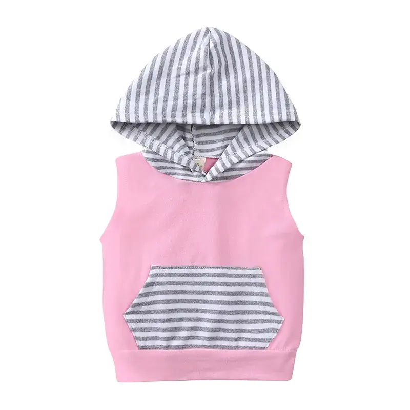 Pink Striped Hooded Top & Shorts Set for Girls - Image 3