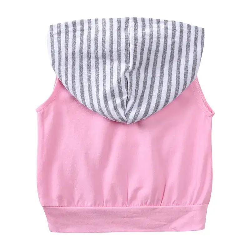 Pink Striped Hooded Top & Shorts Set for Girls - Image 4