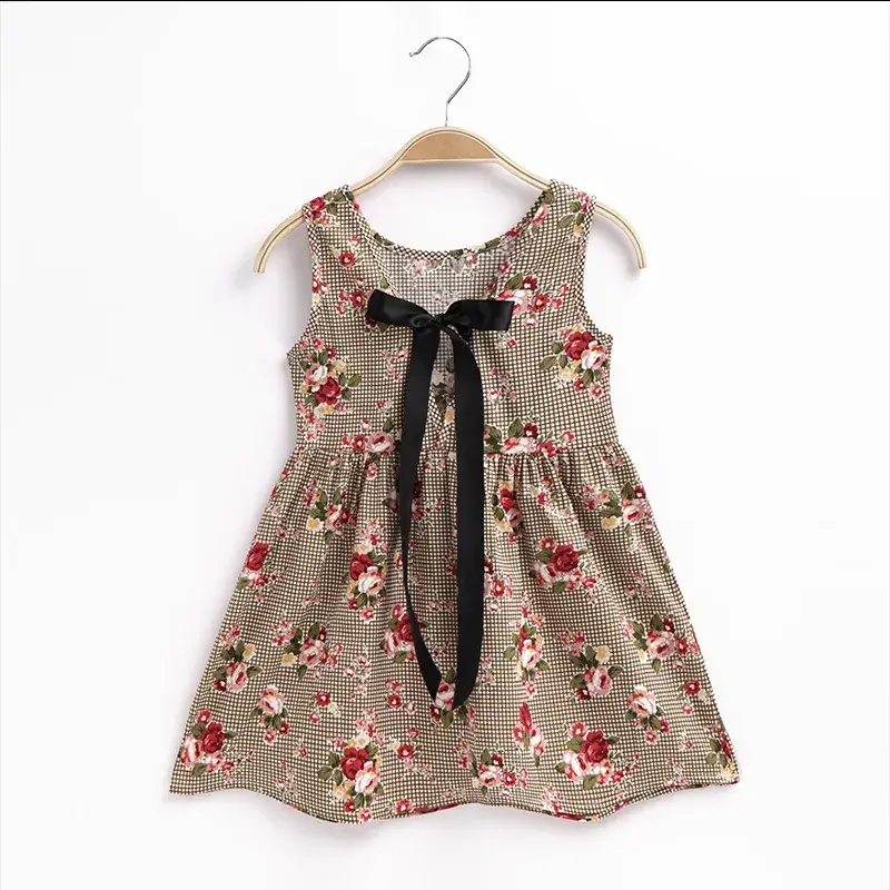 Girls Sleeveless Floral Dress Small Medium - Image 2