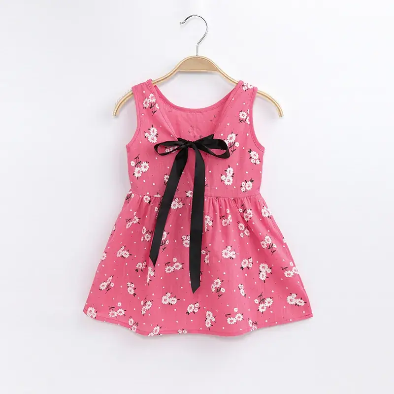 Pink Sleeveless Bow Baby Dress for Girls