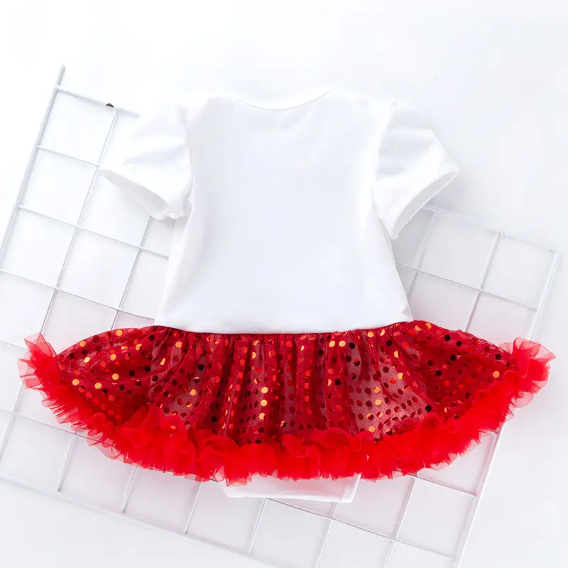 Red Sequined Baby Dress Set for Girls - Image 6
