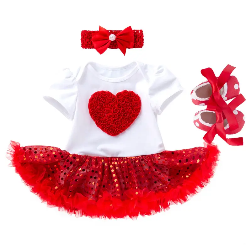 Red Sequined Baby Dress Set for Girls - Image 7