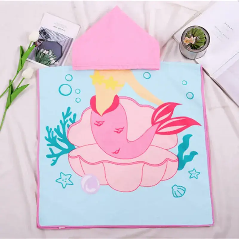 Kids Dino Bathrobe Blue Pink Green Cartoon Bath Towel